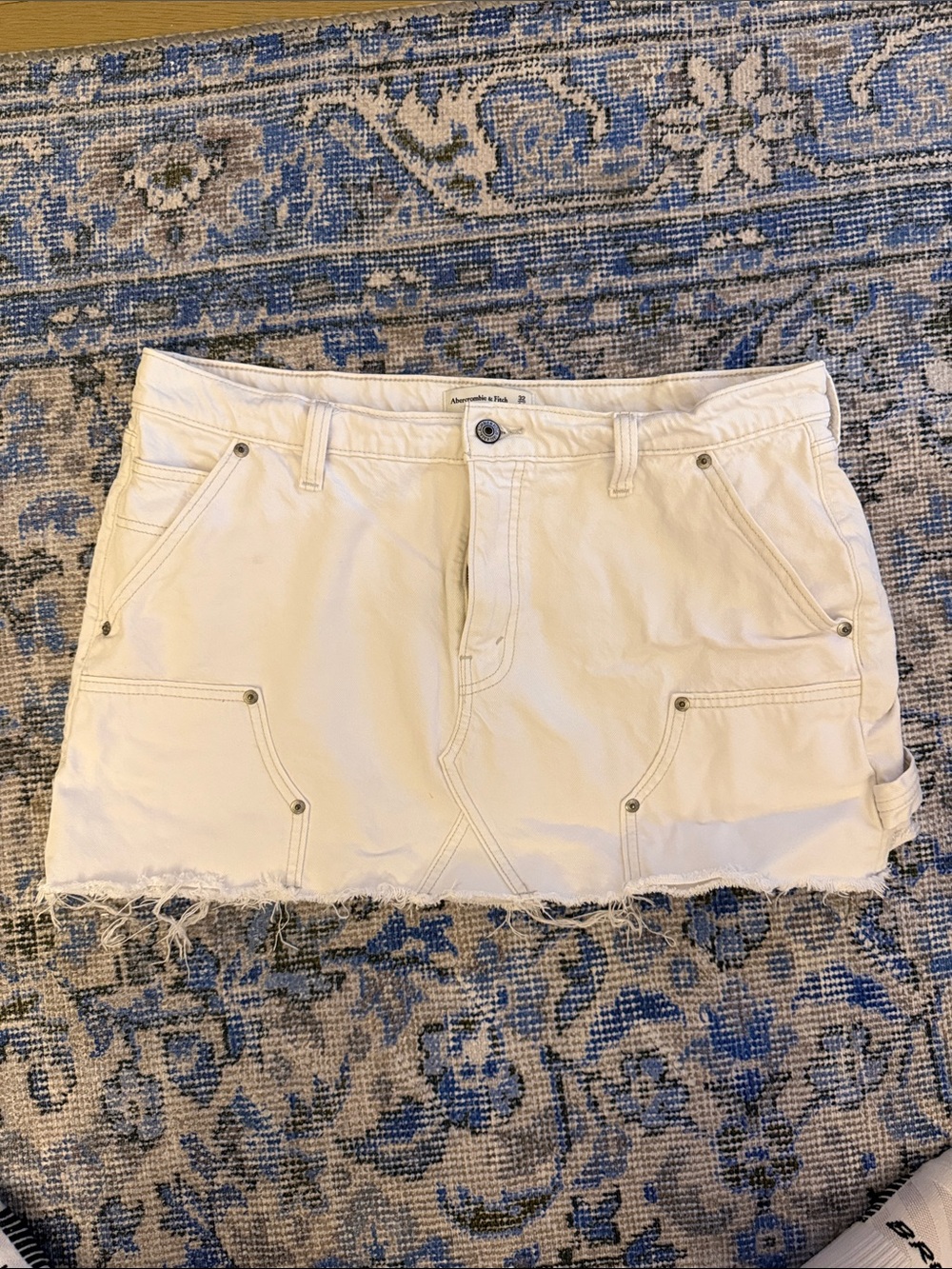 Abercrombie & Fitch Ivory Denim Utility Mini Skirt
